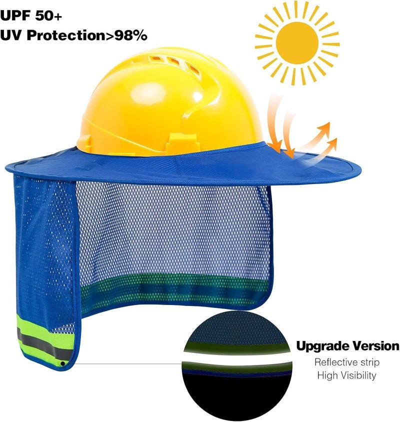 TCCFCCT Hard Hat Sun Shade, Neck Cover, Full Brim Sun Visor and Bandana Headband Face Scarf, 2 Packs, Blue - Image 3